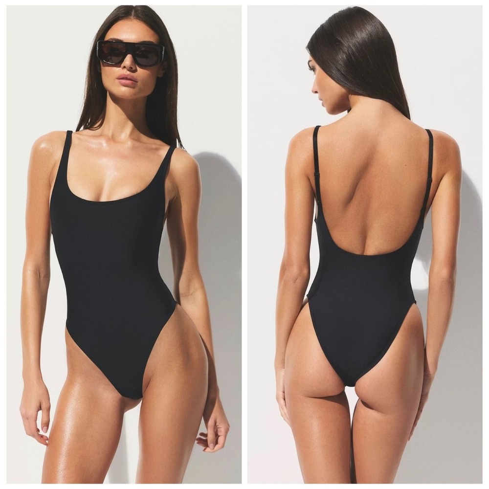 SKIMS Signature Swim Scoop Neck Onepiece Onyx Black XL NEW